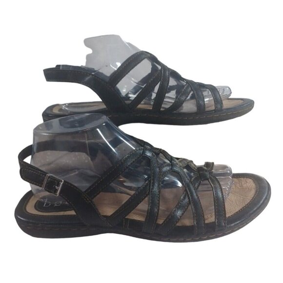 BORN BøC LEATHER Cora Size 10M SANDALS Comfort Strapback BUCKLE Adjustable Black - Picture 2 of 7